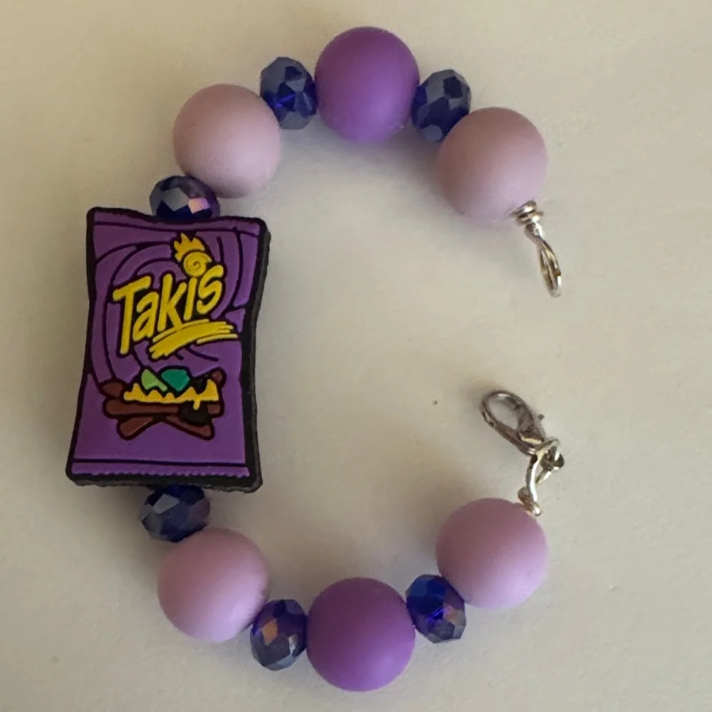 Purple Beaded teen/ kids cup charm with Taki Snack Charm